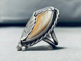 Very Unique Vintage Native American Navajo Cla Leaf Sterling Silver Ring Old-Nativo Arts