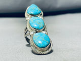 33 Grams Colossal Vintage Native American Navajo Turquoise Sterling Silver Ring-Nativo Arts