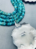 Mind Boggling Native American Navajo Turquoise Sterling Silver Heishi Necklace-Nativo Arts