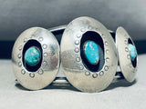 Stupendous Vintage Native American Navajo 3 Blue Gem Turquoise Silver Shadowbox Bracelet-Nativo Arts