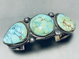 Highly Rare Nevada Blue Turquoise Mine Vintage Native American Navajo Sterling Silver Bracelet-Nativo Arts