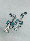 Amazing Vintage Native American Navajo Turquoise Sterling Silver Waterbird Earrings-Nativo Arts