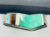 5.5 Inch Wrist Vintage Native American Navajo Turquoise Inlay Sterling Silver Bracelet-Nativo Arts