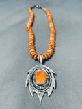 Rare Vintage Santo Domingo Orange Shell Sterling Silver Necklace