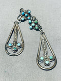 Early Vintage Native American Zuni Turquoise Snake Eyes Sterling Silver Earrings Old-Nativo Arts