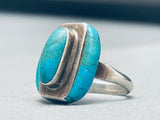 One Of The Coolest Vintage Navajon Turquoise Inlay Sterling Silver Ring-Nativo Arts