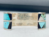 Important Keyenta Az Vintage Native American Navajo 7' Wrist Sterling Silver Inlay Bracelet-Nativo Arts