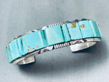6.5 Inch Wrist Native American Navajo 38 Turquoise Sterling Silver Inlay Bracelet-Nativo Arts