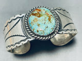 Fabulous Vintage Native American Navajo Pilot Mountain Turquoise Sterling Silver Bracelet-Nativo Arts