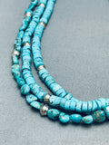 Dropdead Gorgeous Vintage Native American Navajo Deep Blue Turquoise Sterling Silver Necklace-Nativo Arts