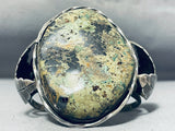 Early Vintage Native American Navajo Moss Green Turquoise Sterling Silver Bracelet-Nativo Arts