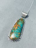 Chunky Royston Turquoise Vintage Native American Navajo Sterling Silver Necklace-Nativo Arts