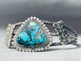 Best Coiled Vintage Native American Navajo Blue Diamond Turquoise Sterling Silver Bracelet-Nativo Arts