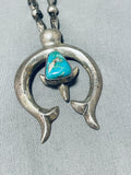 Dynamic Vintage Native American Navajo Royston Turquoise Sterling Silver Naja Necklace-Nativo Arts