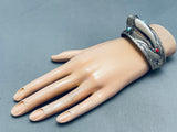 Most Unique White Bear Vintage Navajo Sterling Silver Bracelet-Nativo Arts