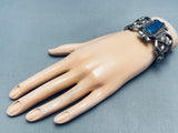Important Harry Morgan Vintage Native American Navajo Lapis Sterling Silver Bracelet Cuff-Nativo Arts