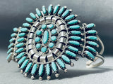 Nez Native American Navajo Family Vintage Turquoise Sterling Silver Needle Bracelet