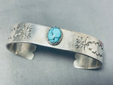 Wonderful Native American Navajo Signed Godber Turquoise Sterling Silver Bracelet-Nativo Arts