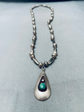 Amazing Vintage Native American Navajo Cerrillos Turquoise Sterling Silver Torpedo Necklace-Nativo Arts