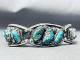 Chunky Nugget Vintage Navajo Kingman Turquoise Sterling Silver Bracelet