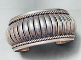 Heavy Handmade Vintage Native American Navajo Sterling Silver Basket Bracelet