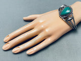 Rare Vintage Native American Navajo Carico Lake Turquoise Sterling Silver Bracelet-Nativo Arts