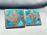 Incredible Vintage Native American Navajo Turquoise Mountain Sterling Silver Cufflinks-Nativo Arts
