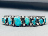 Important Early 1900's Ingot Silver Turquoise Bracelet Cuff-Nativo Arts