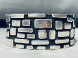 Mosaic Wall!! Vintage Native American Navajo Hand Tooled Sterling Silver Bracelet Cuff-Nativo Arts