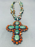 Best Vintage Santo Domingo Royston Turquoise Sterling Silver Cross Necklace-Nativo Arts