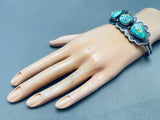 Rare Blue Royston Turquoise Native American Navajo Sterling Silver Bracelet-Nativo Arts