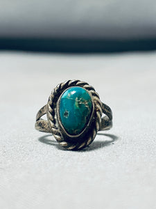 Authentic Vintage Native American Navajo Blue Green Turquoise Sterling Silver Ring-Nativo Arts