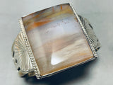One Of The Best Ever Vintage Native American Navajo Squared foggy Agate Sterling Silver Bracelet-Nativo Arts