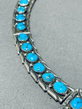 Native American Dynamic Vintage Santo Domingo Kingman Turquoise Sterling Silver Necklace-Nativo Arts