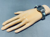 Amazing Vintage Native American Navajo Pilot Mountain Turquoise & Coin Sterling Silver Bracelet-Nativo Arts