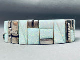 Juan Willie Opal Inlay Vintage Native American Navajo Sterling Silver Bracelet-Nativo Arts