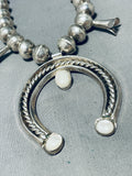 Fab Vintage Native American Navajo Sterling Silver Pearl Squash Blossom Necklace-Nativo Arts