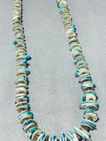 Native American Amazing Vintage Santo Domingo Kingman Turquoise, Shell Sterling Silver Necklace-Nativo Arts