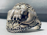 One Of The Coolest Ever Vintage Native American Navajo Bear Sterling Silver Bracelet-Nativo Arts