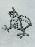 Native American Roadrunner Kachina!! Vintage Navajo Sterling Silver Pin-Nativo Arts