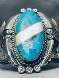 One Of The Coolest Vintage Native American Navajo Turquoise Inlay Sterling Silver Bracelet-Nativo Arts
