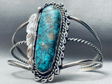 Rare Pilot Mountain Turquoise Vintage Native American Navajo Sterling Silver Bracelet-Nativo Arts