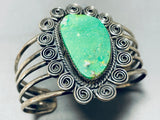 Swirls And Green Turquoise Vintage Native American Navajo Sterling Silver Bracelet-Nativo Arts