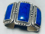 The Best Vintage Native American Navajo Squared Lapis Sterling Silver Bracelet-Nativo Arts