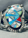 One Of The Coolest Vintage Native American Navajo Turquoise Opal Inlay Sterling Silver Bracelet-Nativo Arts