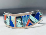 Brian Yazzie 6.5 Inch Wrist Vintage Native American Navajo Sterling Silver Bracelet Turquoise-Nativo Arts