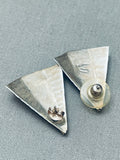Teepee Inlay Vintage Zuni Turquoise Sterling Silver Earrings-Nativo Arts
