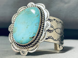 Show-stopping Vintage Santo Domingo Blue Gem Turquoise Sterling Silver Bracelet-Nativo Arts