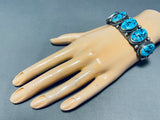 Landoll Benally Native American Navajo Sleeping Beauty Turquoise Sterling Silver Bracelet-Nativo Arts