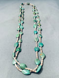 Chunky Green Turquoise Vintage Native American Navajo Heishi Necklace